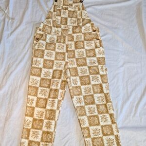 Brixton Christina /Anthropologie Crop Overalls Sz Small Indie Patchwork 90s Vibe